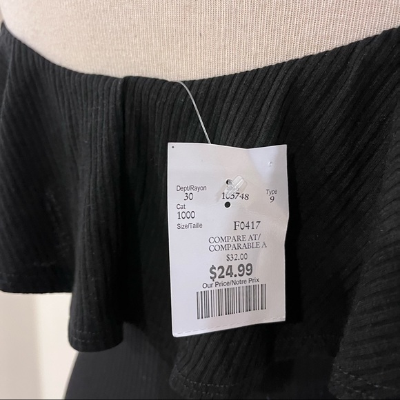 Fun and flirty black rib knit off the shoulder dress!! - Picture 3 of 7